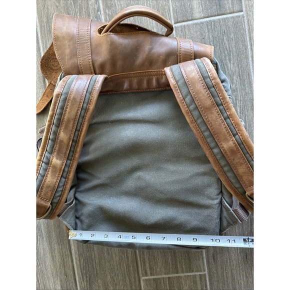 Jon Hart Scout Backpack - Canvas Dark Green & Leather - Kodi Brand - Picture 9 of 10